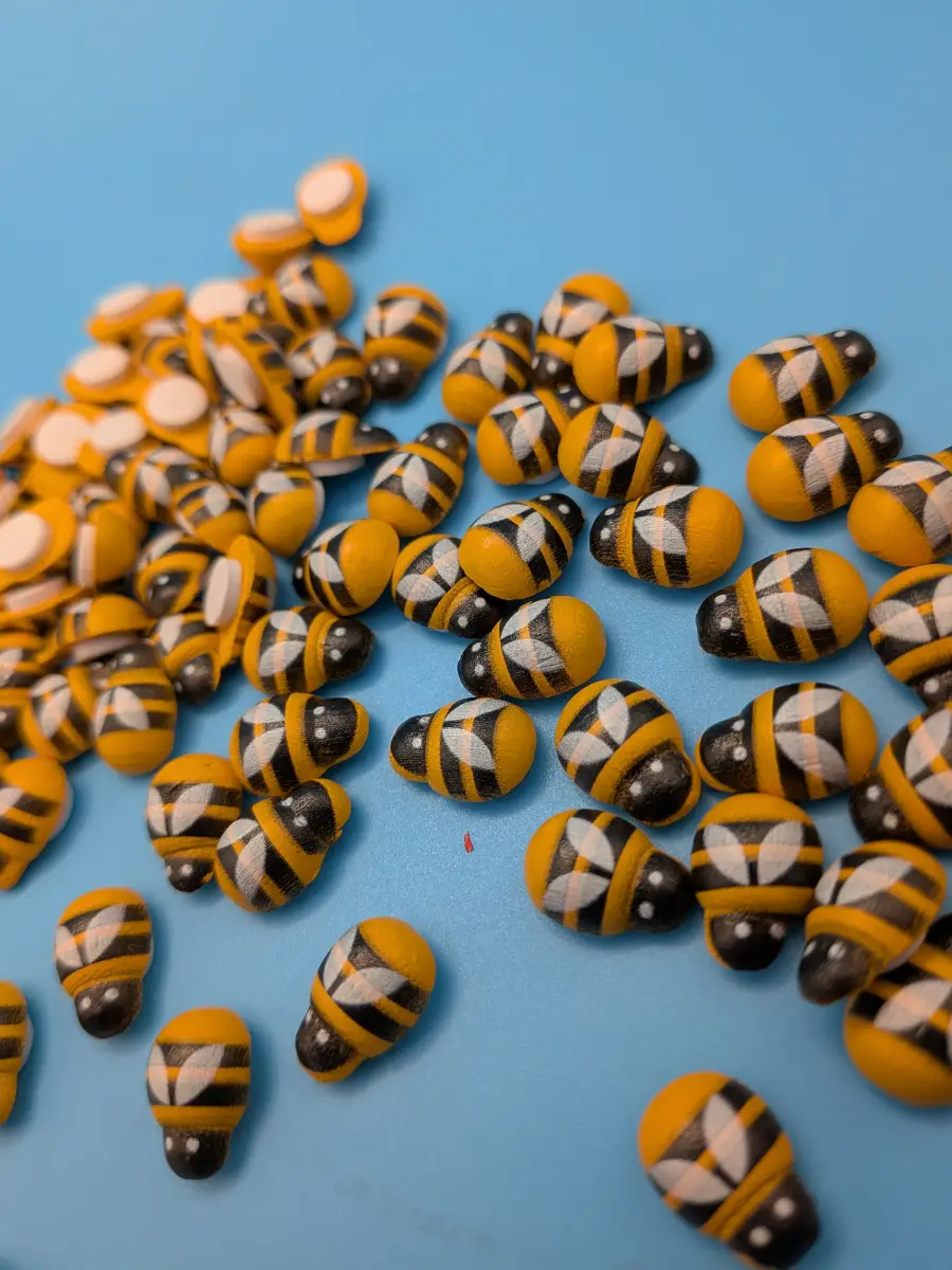 100 x Yellow Bees Handcrafted Wooden Yellow Bees | Whimsical Décor & Craft Accents