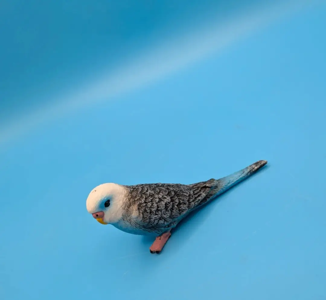 Cute Blue Budgie Figurine – Solid Plastic Bird Decor