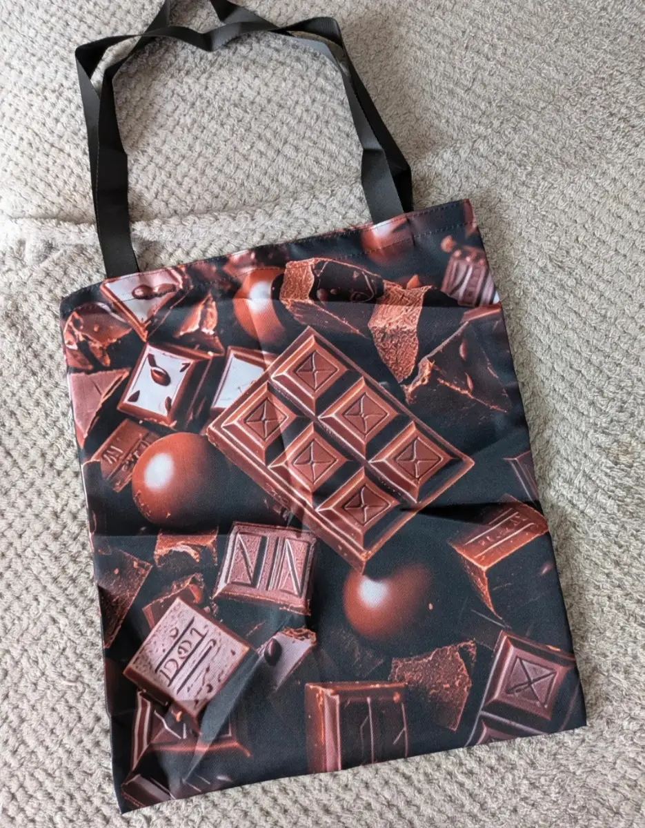Chocolate Lovers Tote Bag • Assorted Chocolate Print • Reusable Polyester Shopper • New