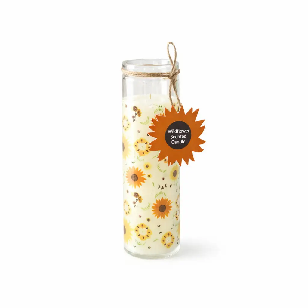 Summer Solstice Wildflower Scented Candle, Sunflower Glass Tube Candle
