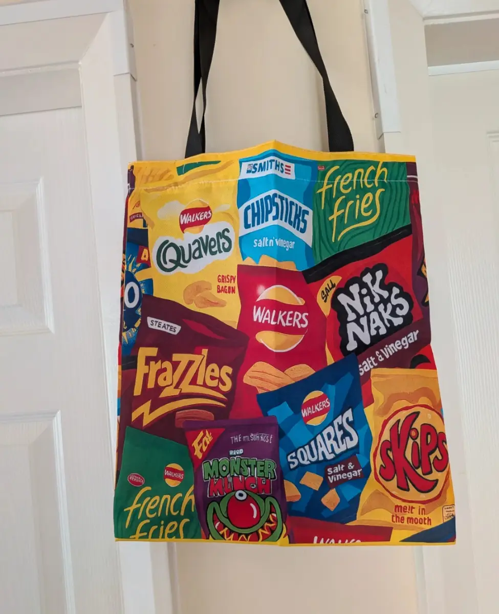 British Snacks Tote Bag • Retro Crisp Packet Design - Reusable Cloth Bag - New
