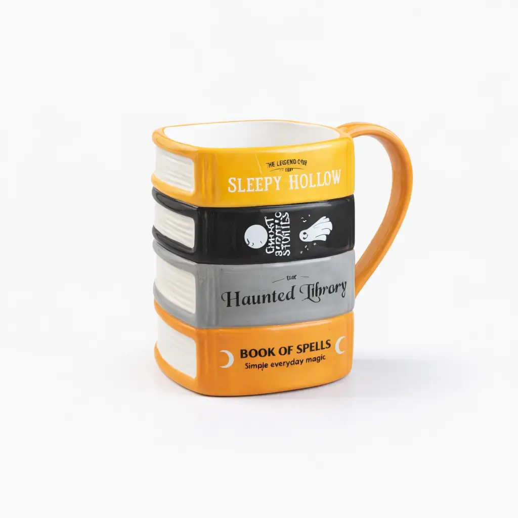 Stacked Book Mug Ceramic Coffee Cup Library Theme Book Lover Gift Literary Gifts Halloween Decor