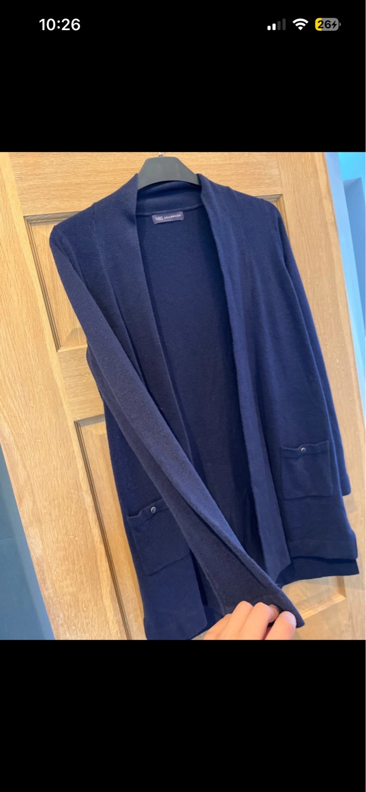 Long navy cardigan size 14