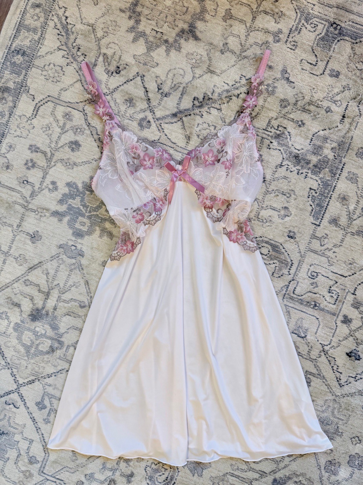 00s japanese vintage coquette floral embroidered dress