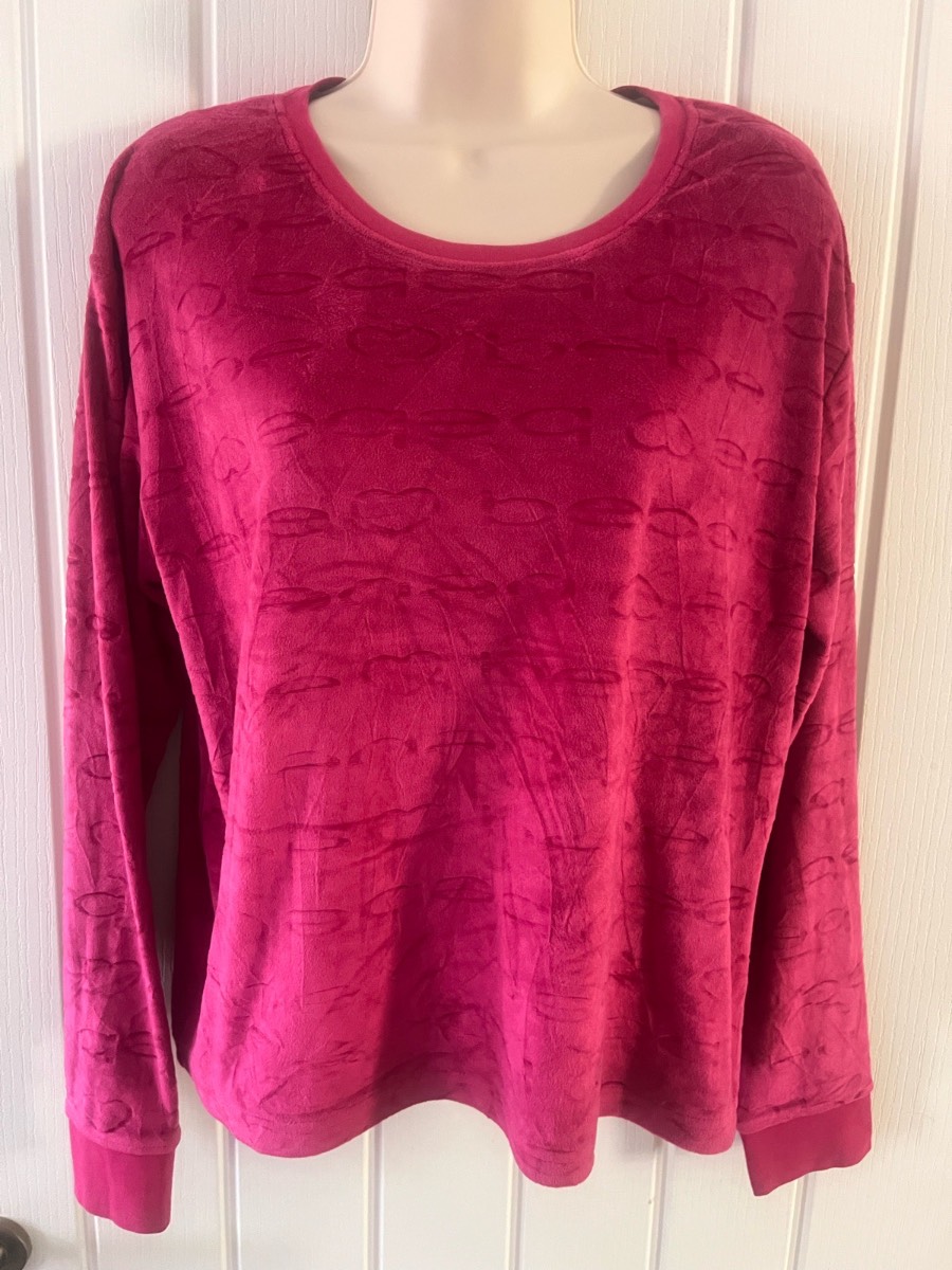 Vintage Y2K Bebe Pink Velour Lounge Wear Top size Large