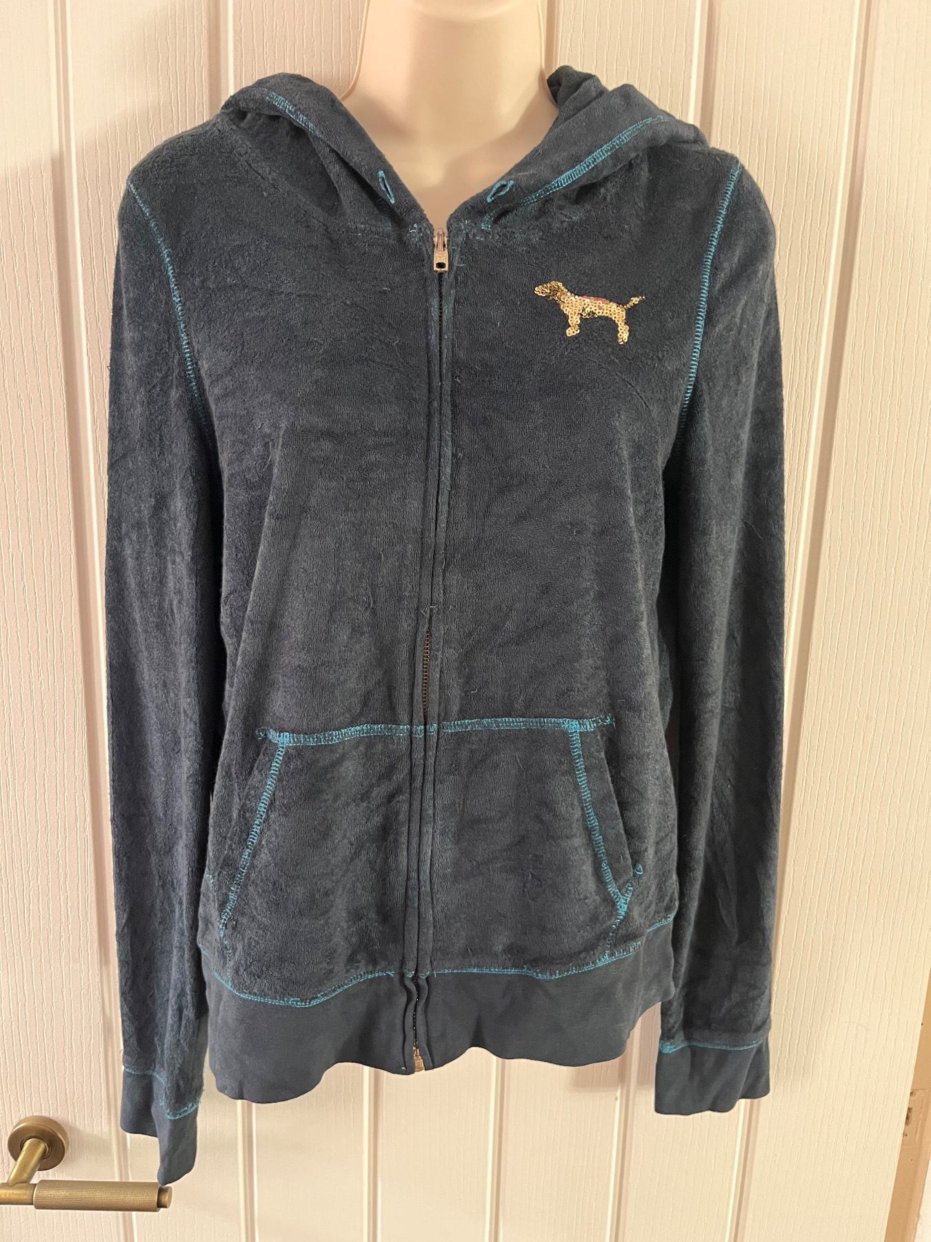 Vintage Y2K Charcoal Victoria Secrets Love Pink Tracksuit Top size Small