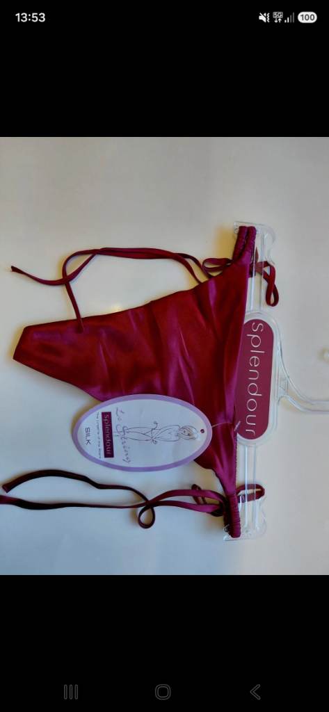 Burgundy silk thong