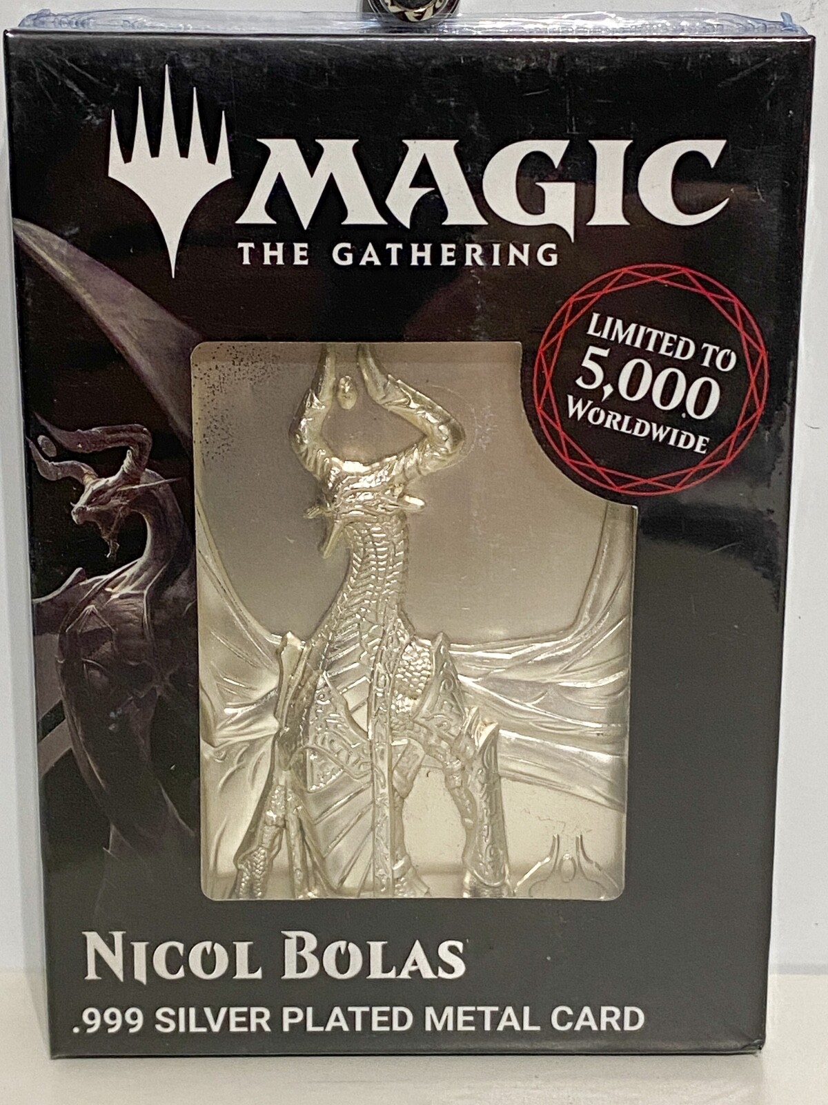 Magic The Gathering Nicol Bolas Silver Plated Metal Card Limited Edition of 5000