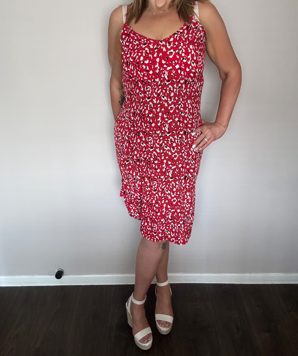 Boohoo Night Red Leopard Print Slip Midi Dress - Size 10 (US 6)