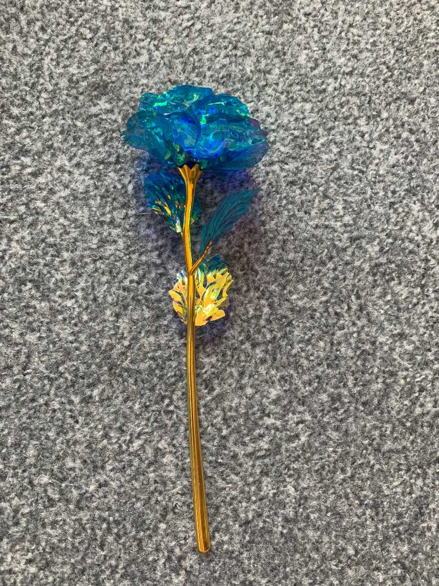 Blue Rose with Gold Stem