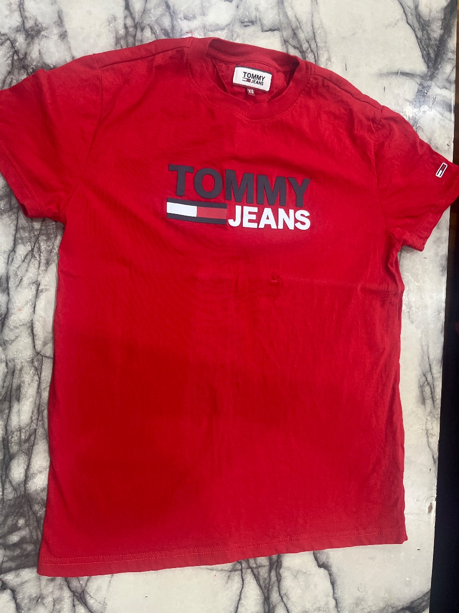 Genuine Tommy Jeans Red Logo T-Shirt – Size XS / Age 14–15 – Excellent Condition