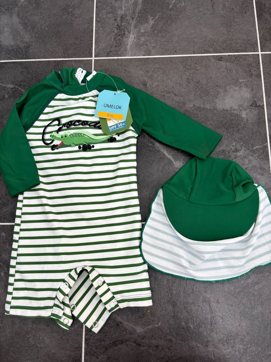 Baby Boys UPF 50+ Swim Suit and Hat Age 0-3 Months