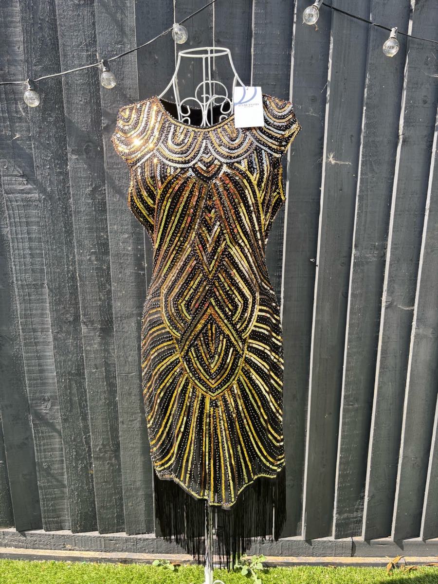 Womens Babeyond Classic Cocktail 1920s Flapper Dress and accessories size Medium