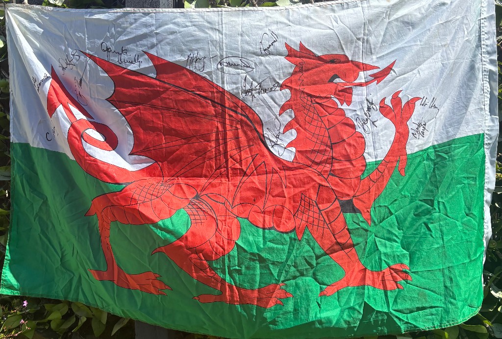 Signed Wales Flag By The 2003 Rugby Union Squad Includes Neil Jenkins