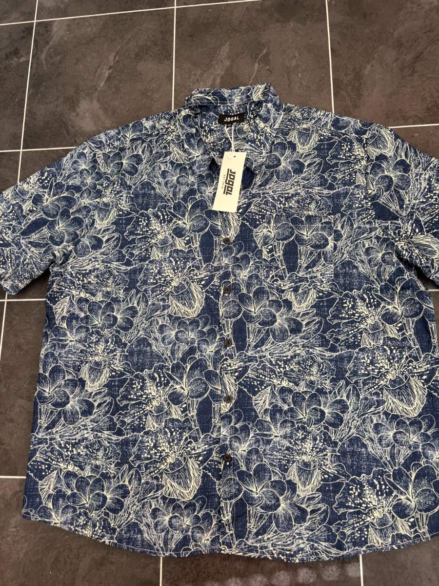 Mens Short Sleeve Hawaiian Linen Summer Shirt Size XXL