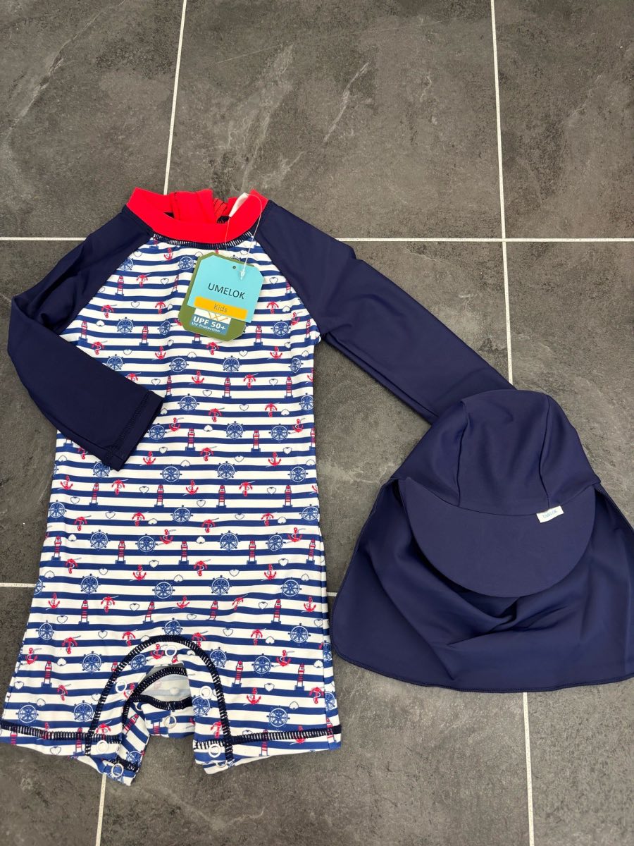 Baby Boys UPF 50+ Swim Suit and Hat