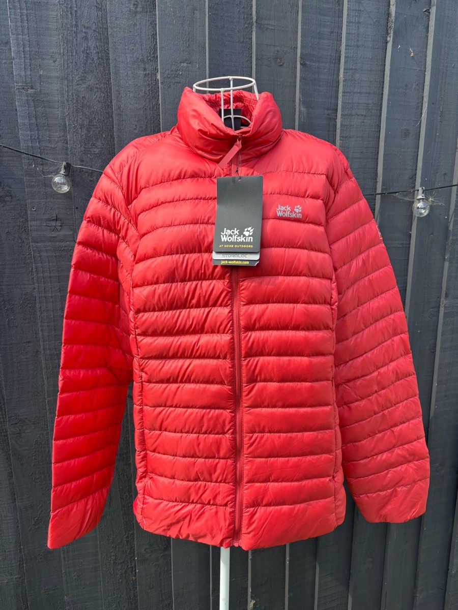 Jack Wolfskin Stormlock Womens Puffer Jacket Red Insulated Packable Coat Size 20