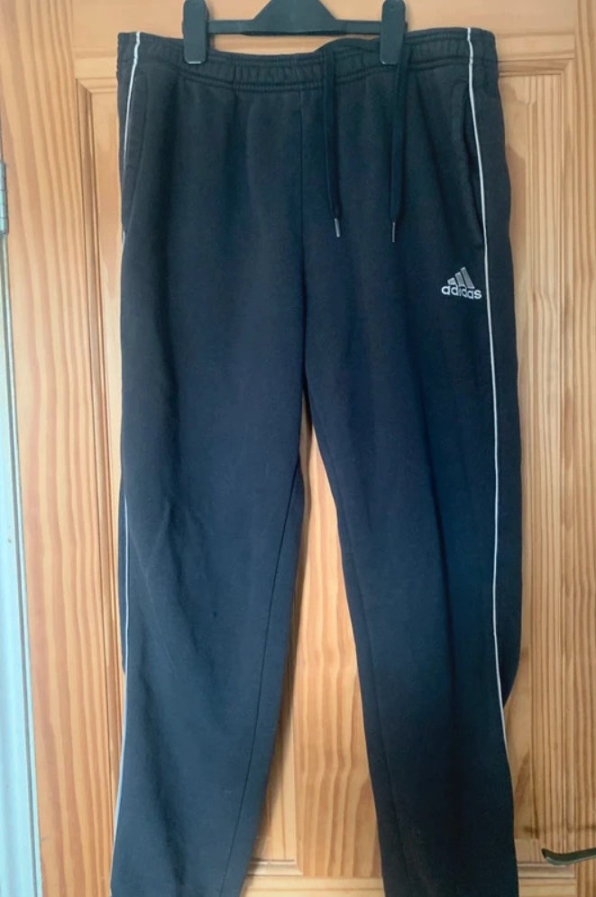 Adidas black jogging bottoms size large