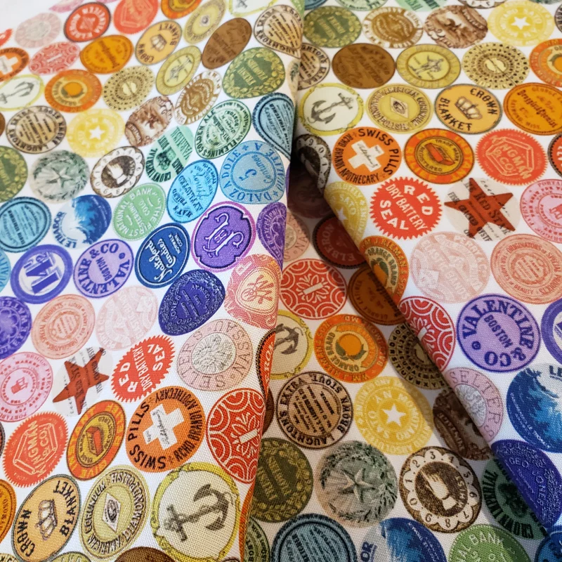 Moda fat quarter Cathe Holden Curated in Colour vintage bottletops, junk journal fabric