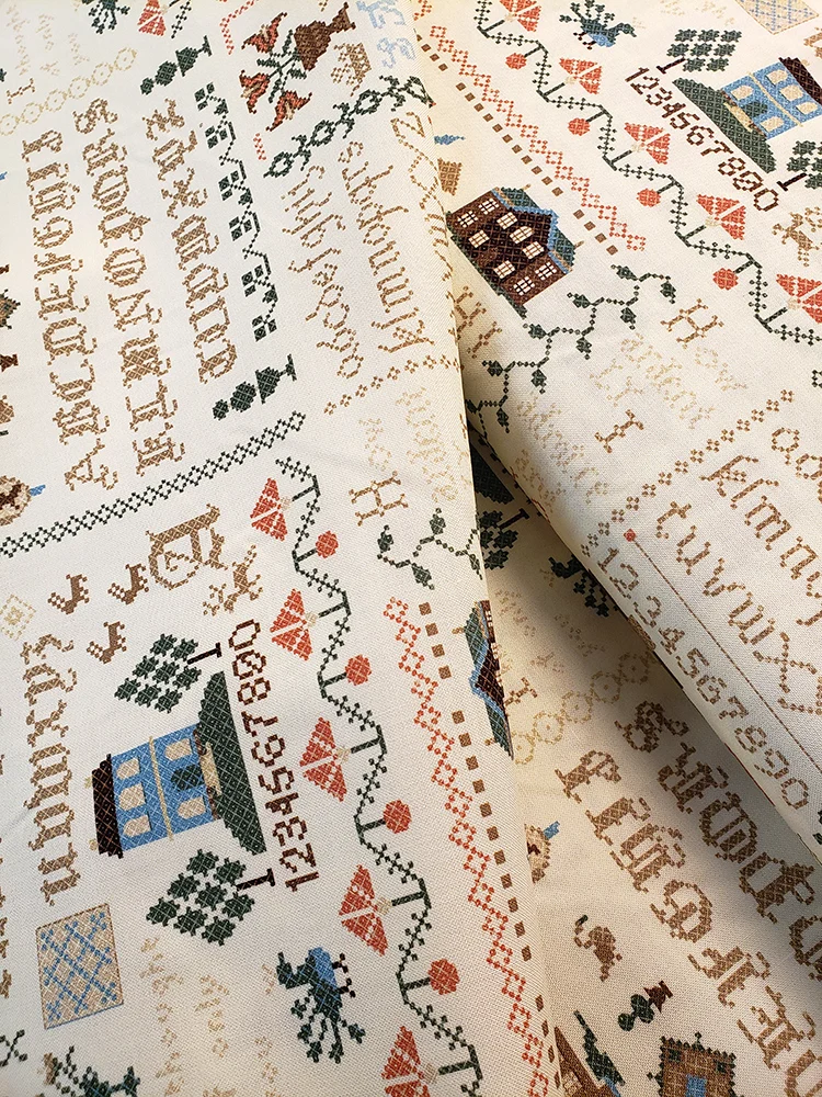 Jane Austen fat quarter 100% cotton - Meryton cross-stitch