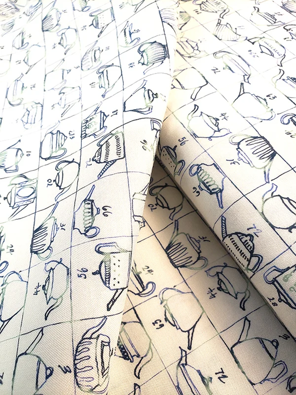 Junk Journal fat quarter 100% cotton - Moda Larking cream teapots