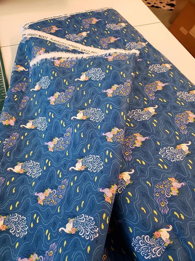 Fat quarter 100% cotton Jane Austen inspired swans & peacocks