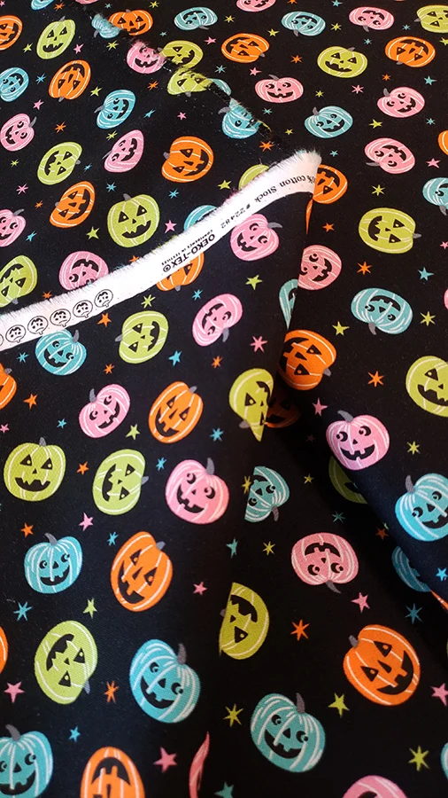 Moda Halloween fabric fat quarter, rainbow pumpkins 100% cotton