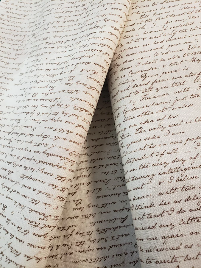 Jane Austen fat quarter 100% cotton - Correspondence Austen handwriting