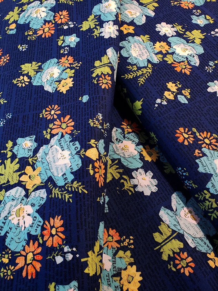 Moda Cathe Holden fat quarter, Paper Hamlet navy blue florals, slow stitch fabric