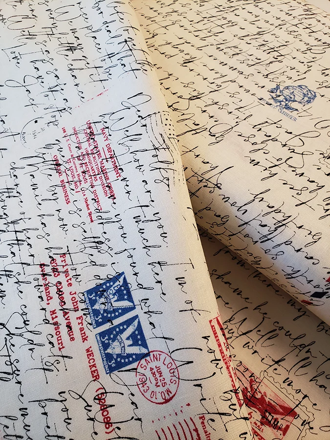 J Wecker Frisch Fat quarter - Sew America vintage wartime letters & handwriting, junk journal