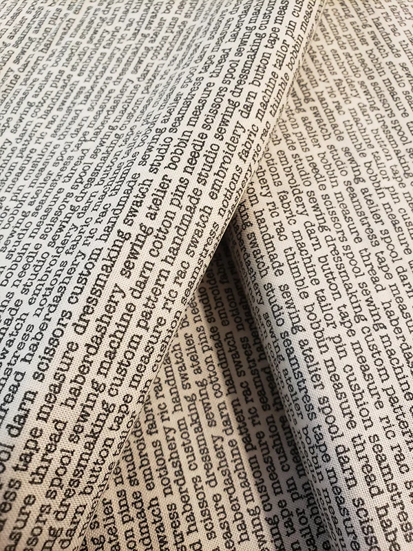 Makower fat quarter 100% cotton - Atelier typed sewing words