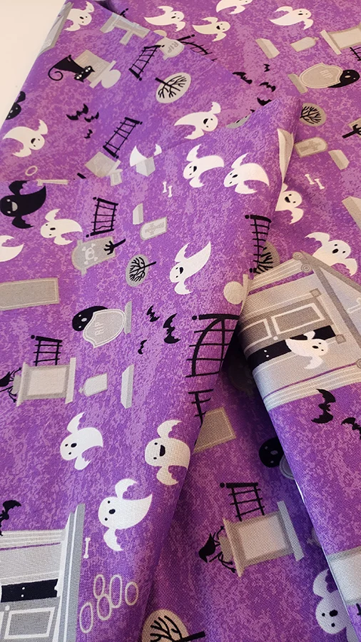 Halloween fat quarter 100% cotton ghosts and graveyards, party bag fabric