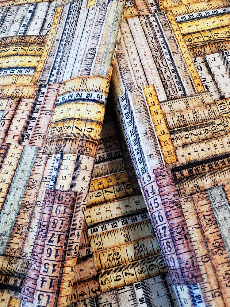Fat quarter vintage sewing tape measures 100% cotton, junk journal/slow stitch fabric