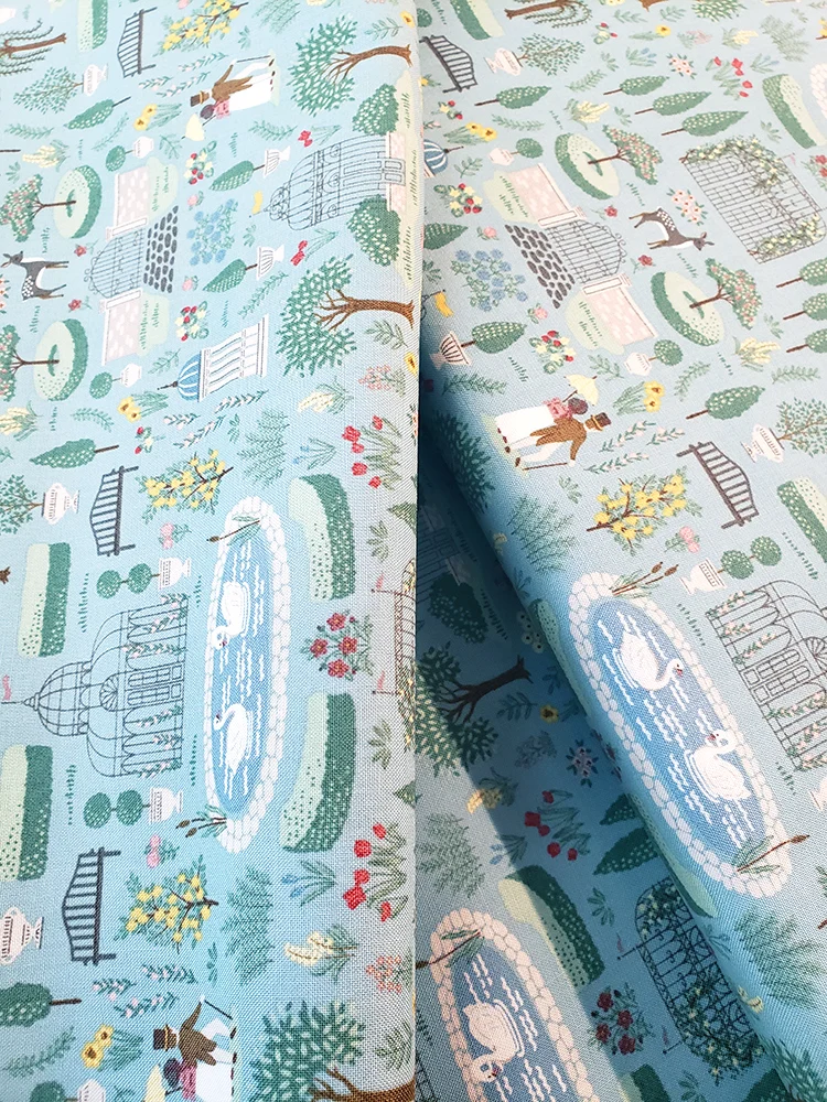 Jane Austen fat quarter 100% cotton - Emma blue gardens