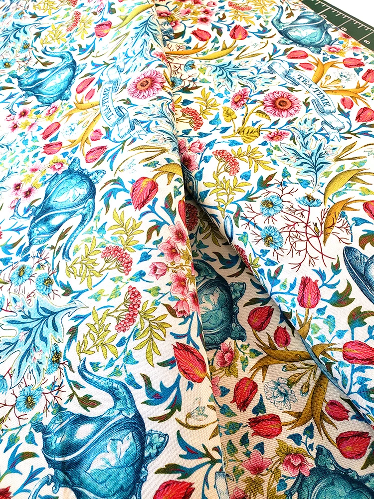 Junk Journal fat quarter 100% cotton - The Language of Flowers afternoon tea