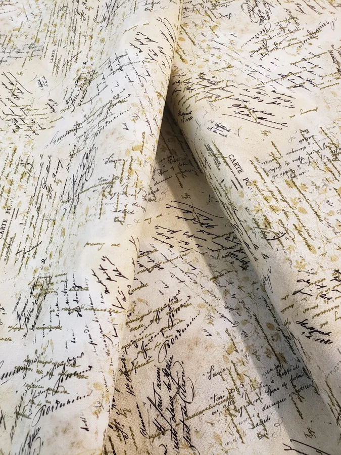 Junk Journal fat quarter - Vintage handwriting & postcards