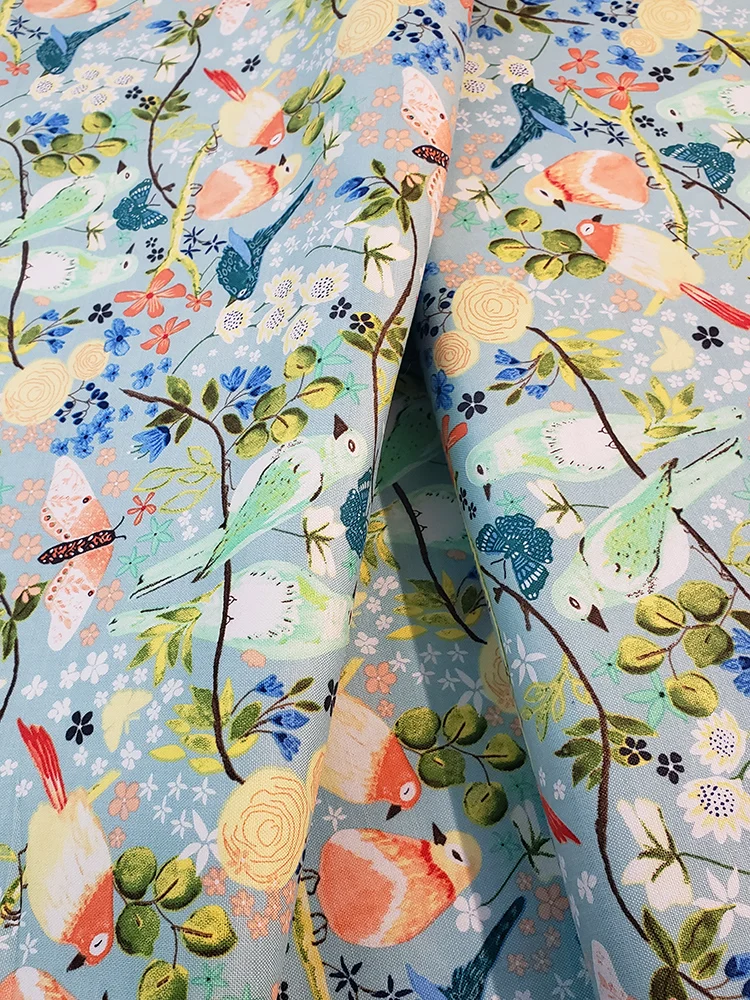 Poppie Cotton fat quarter 100% cotton, vintage style birds