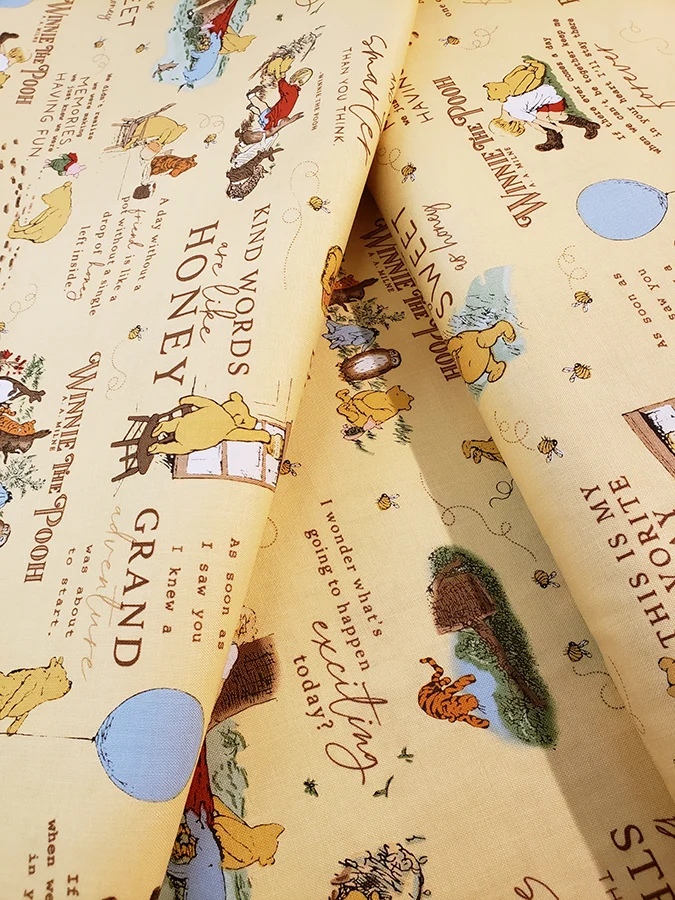 Winnie the Pooh fat quarter - Yellow Pooh book extracts