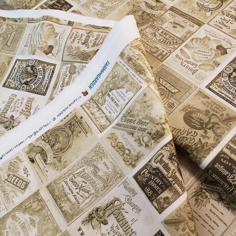 Moda Cathe Holden fat quarter, vintage vegetable adverts, junk journal, slow stitch