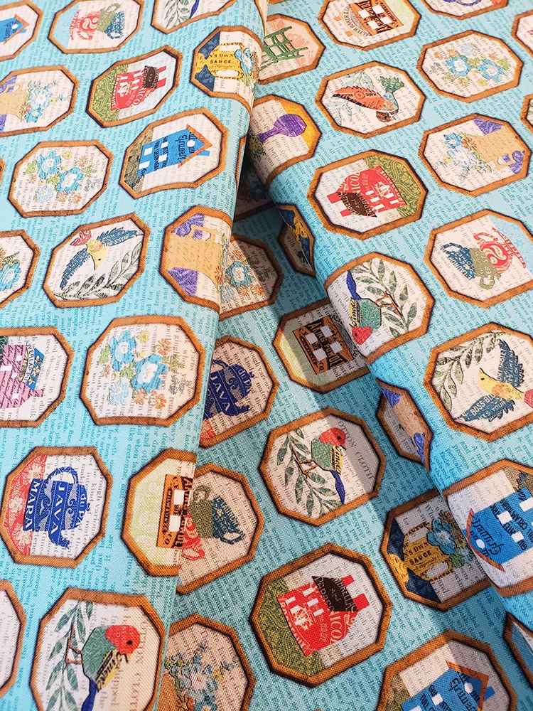 Moda Cathe Holden fat quarter, Paper Hamlet blue houses and vintage text