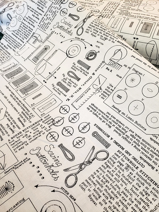 J Wecker Frisch Fat quarter - Sew America buttonholes, junk journal