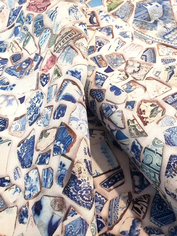 Junk Journal fat quarter 100% cotton - Moda Larking broken crockery