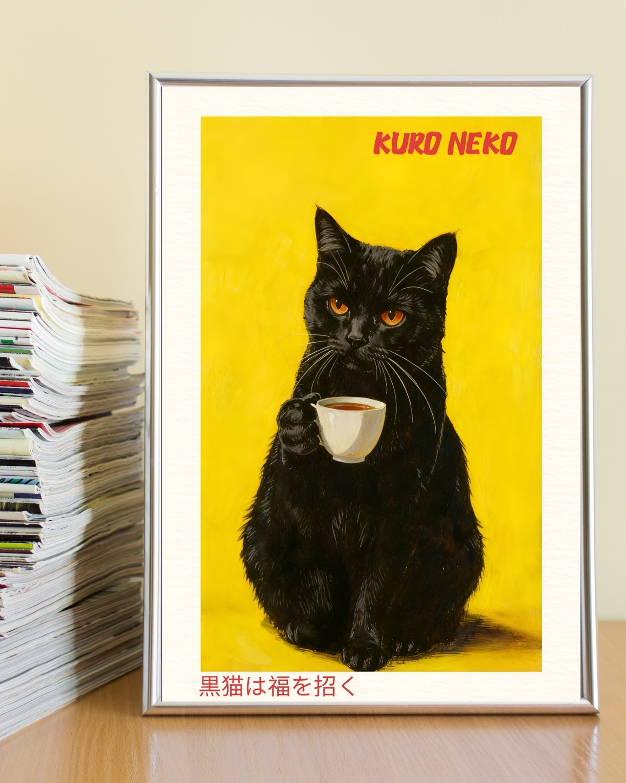 Kuro neko cat A4 Matte print