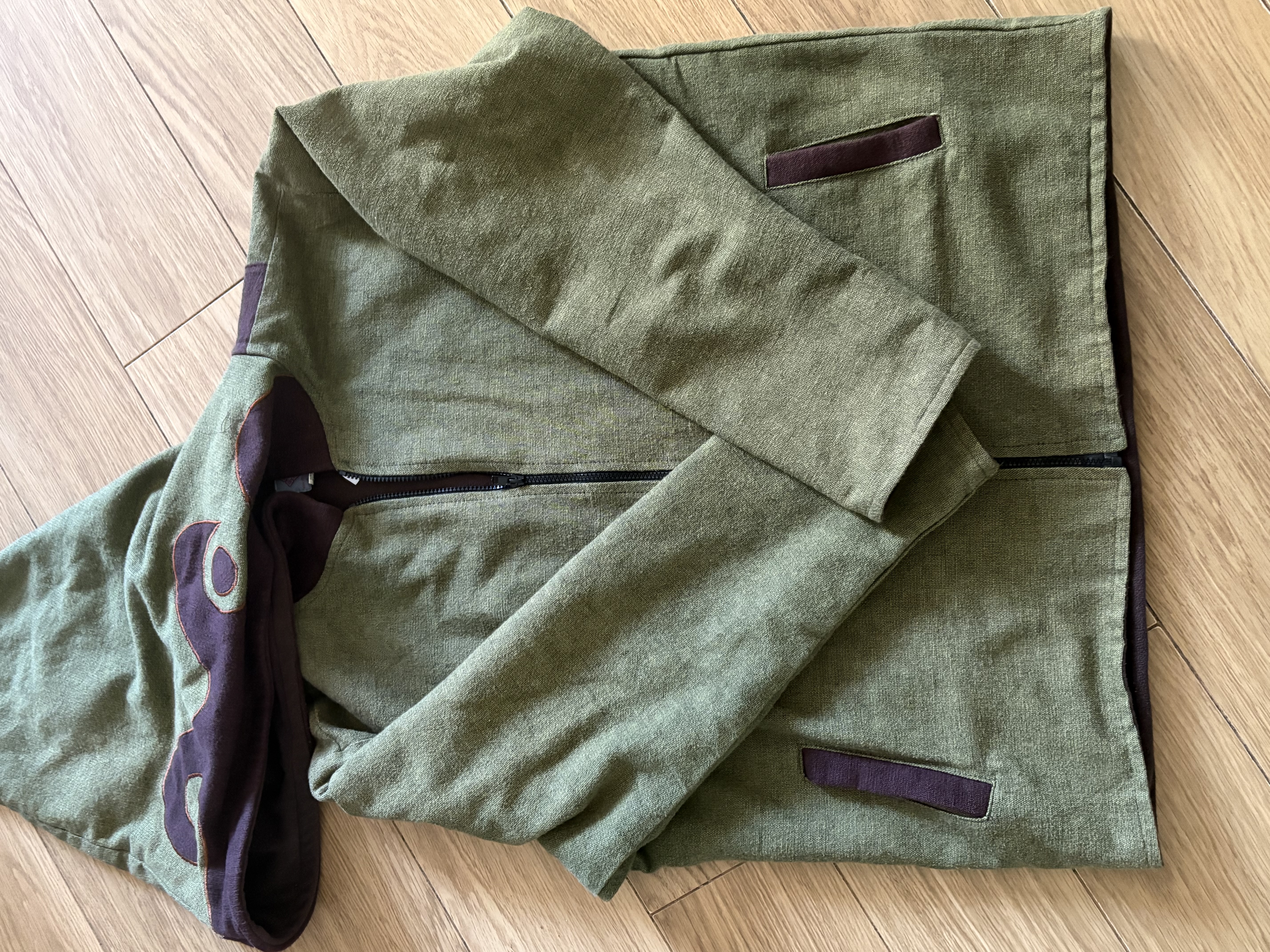 Khaki Green Hoodie pointed jacket |Sherpa style