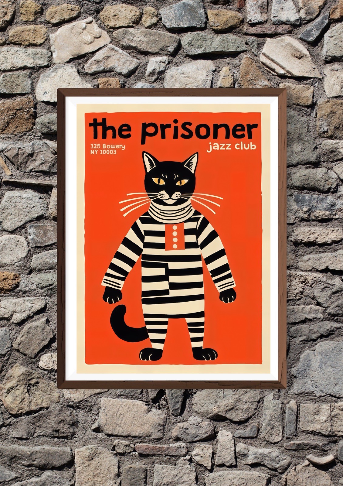 Jazz cat club|Cat in stripes  A4 Matte print