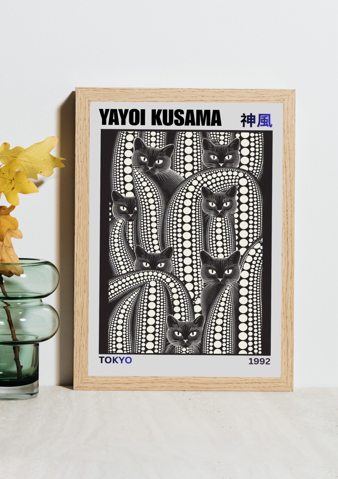 The seven cats Yayoi Kusama A4 matte print
