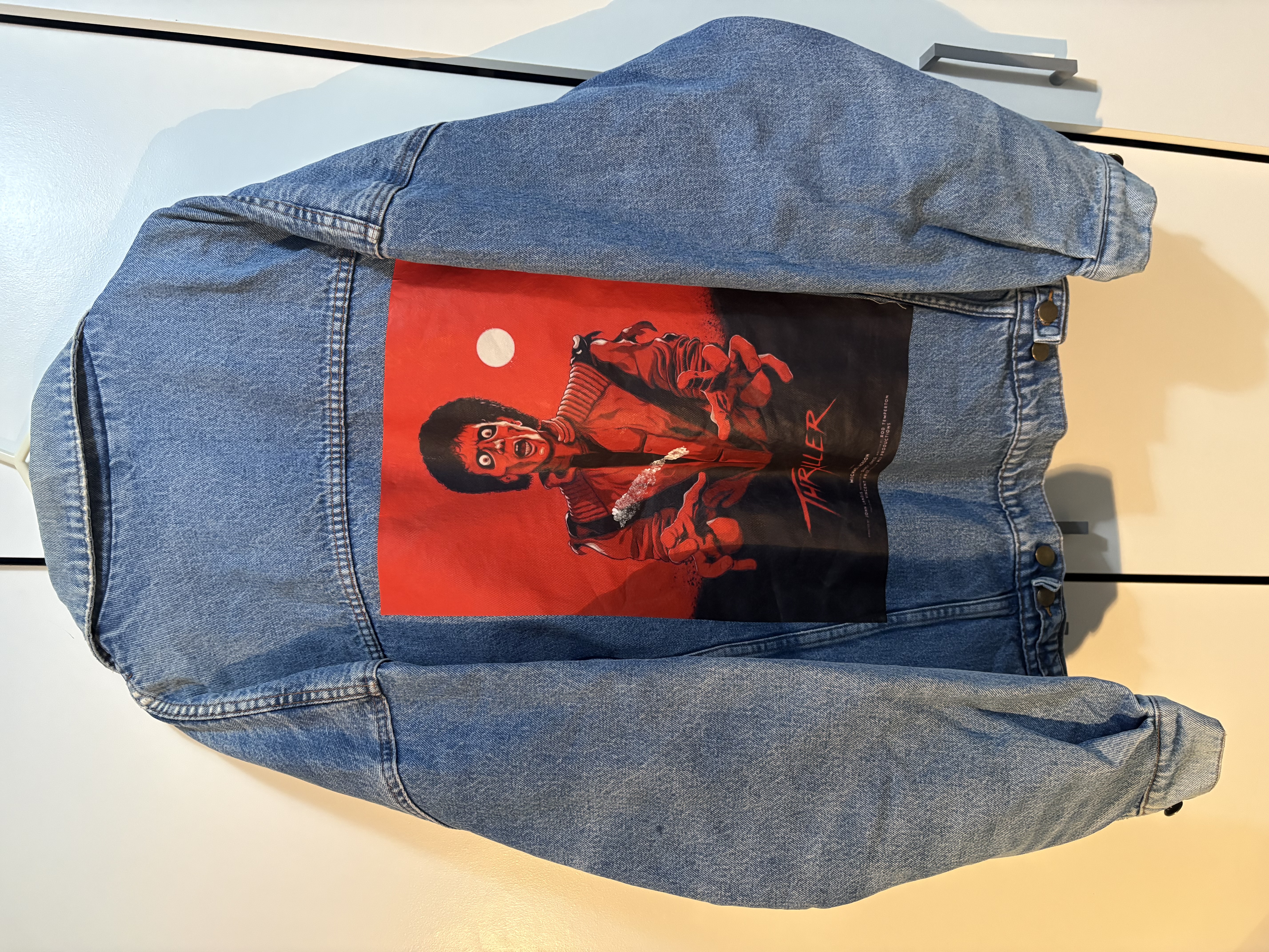 Denim Jacket Michael Jackson style print XL