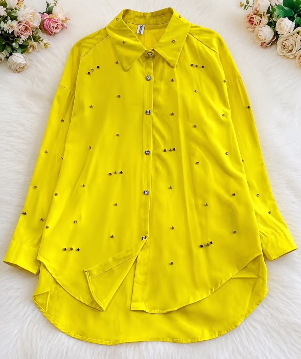 Sunshine yellow embellished shirt