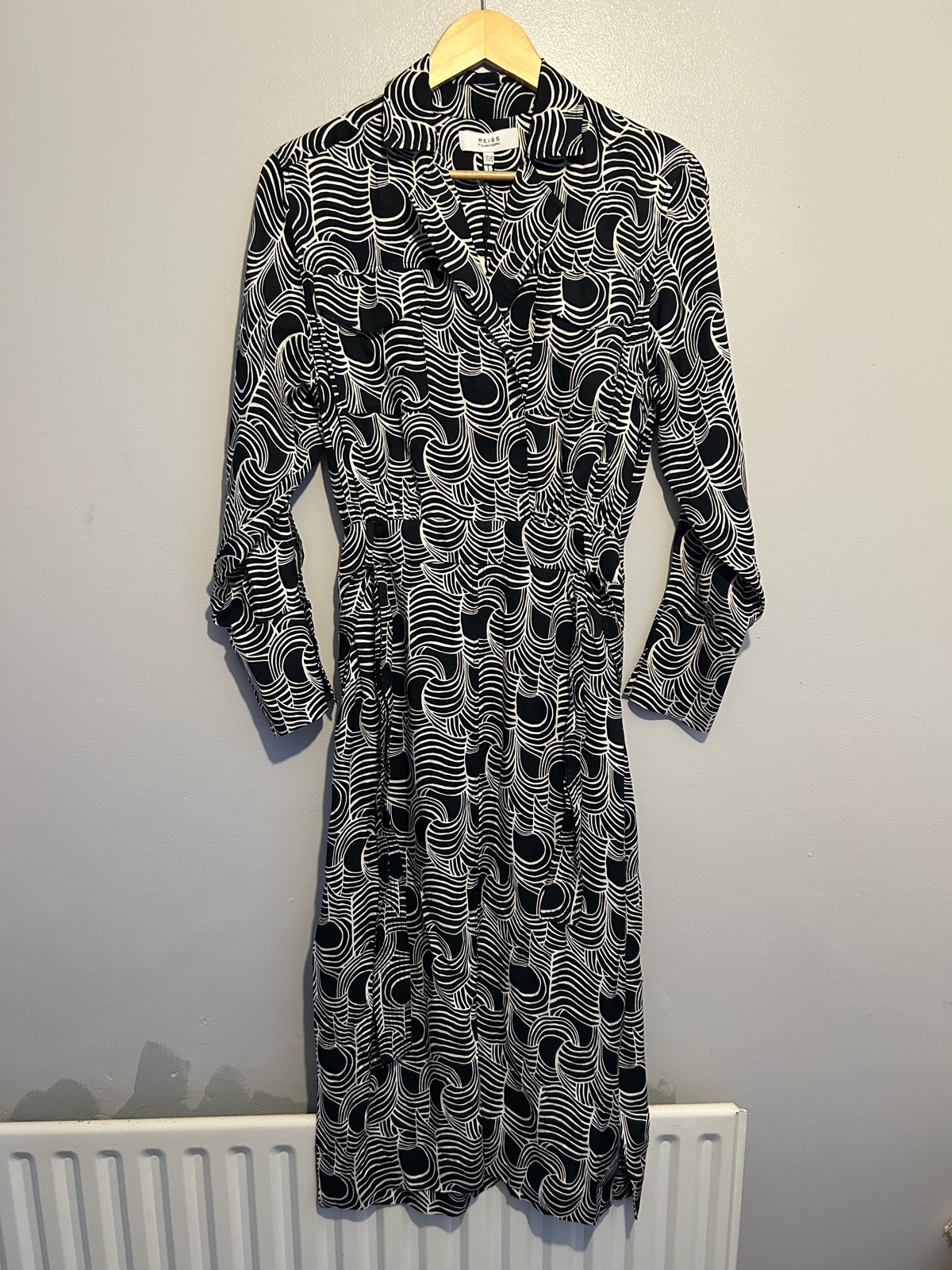 Reiss Georgina Swirl Print Midi Dress - Size UK 8