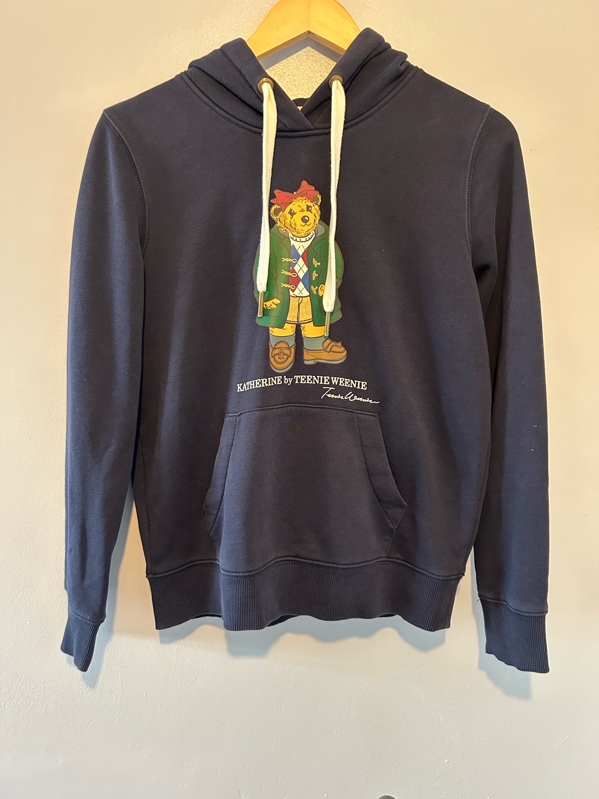 Teenie Weenie "Katherine" Navy Blue Teddy Bear Graphic Hoodie - Excellent Condition